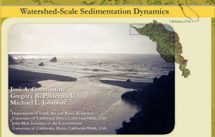 A title image about watershed sedimentation showing the mouth of the Navarro River, California